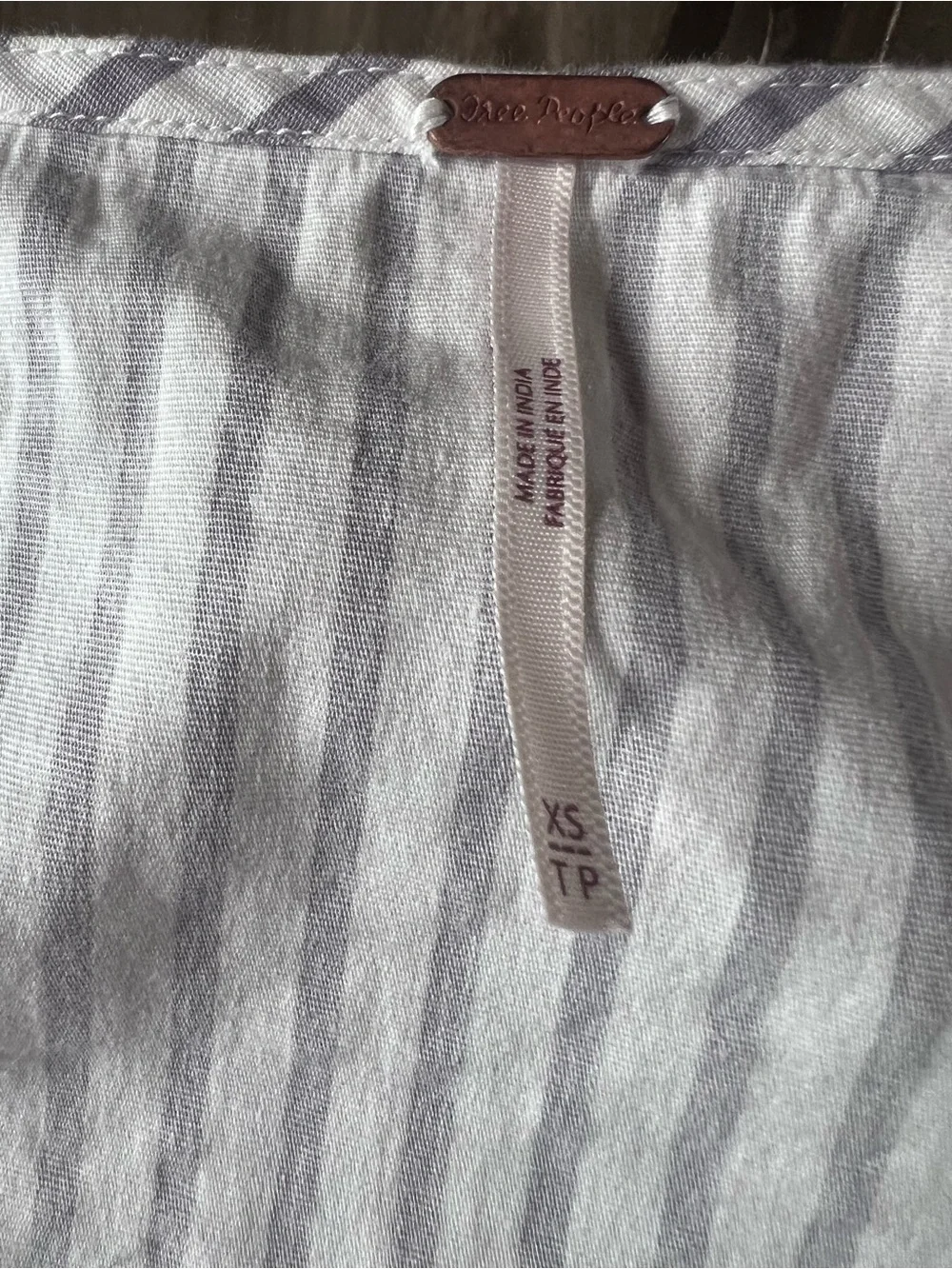 Free People Striped Square Neck Long Sleeve Top - White and blue/grey